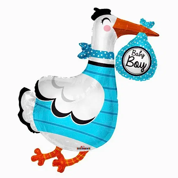 XL Blau Storch Baby Boy Folienballon 90 cm