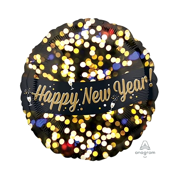 Happy New Year Golden Lights Folienballon 45 cm