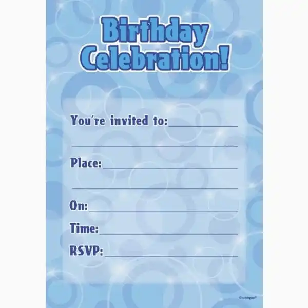 16 Blau Glitz Geburtstag Einladungen-0