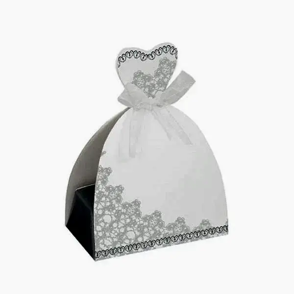 Brautkleid Geschenkschachtel Silber Weiss Hochzeit Gift Box-0