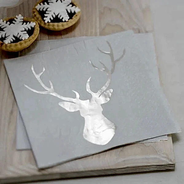 20 Silber Folien Hirsch Servietten Metallic Perfection-0