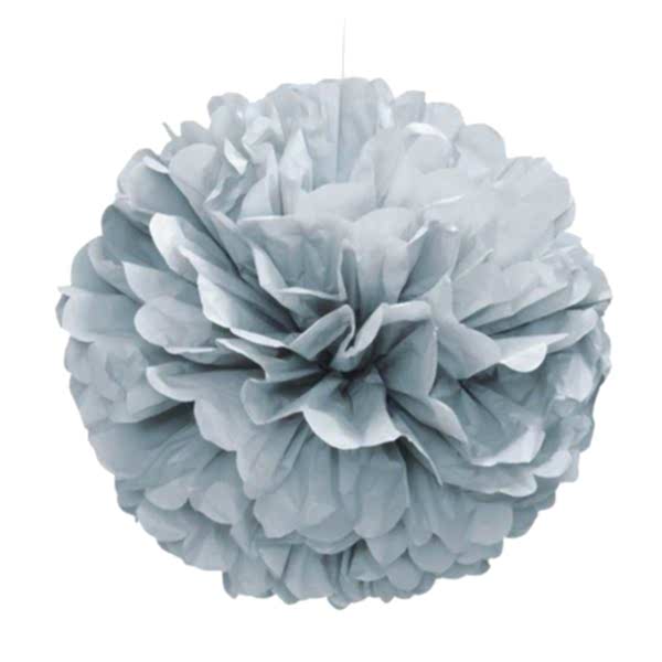 Pom-Pom Puff Silber 40 cm-0