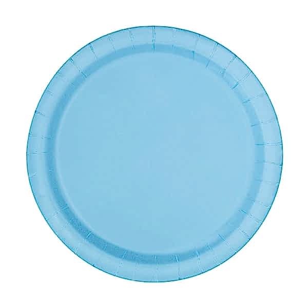 20 Runde Pappteller Hellblau 18 cm-0