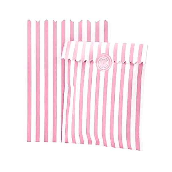 10 Rosa Weiß Candytüte Stripes Streifen-0