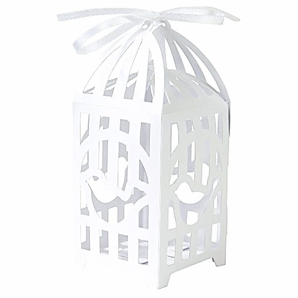 10 Vogelkäfig Geschenkschachtel Weiss Hochzeit Box-0