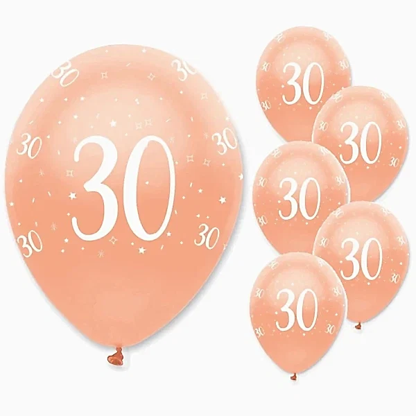 6 Stk. 30. Geburtstag Rose Gold Luftballons 28 cm