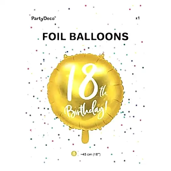 18th Birthday Gold Folienballon PartyDeco 45 cm