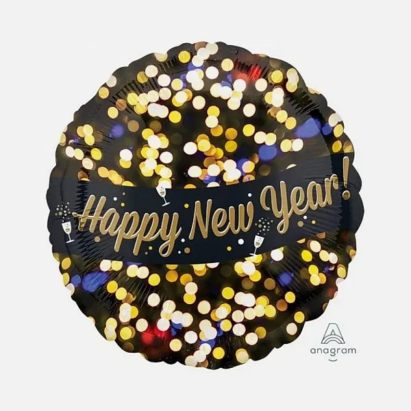 Happy New Year Golden Lights Folienballon 45 cm