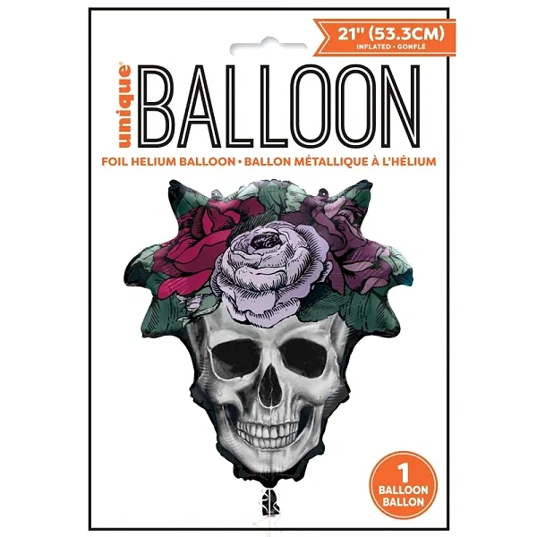 XL Halloween Lila Rose Skull Folienballon 53 cm