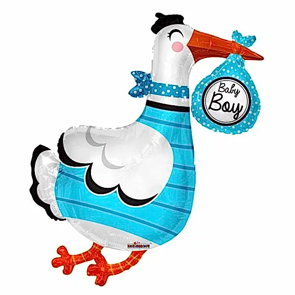 XL Blau Storch Baby Boy Folienballon 90 cm